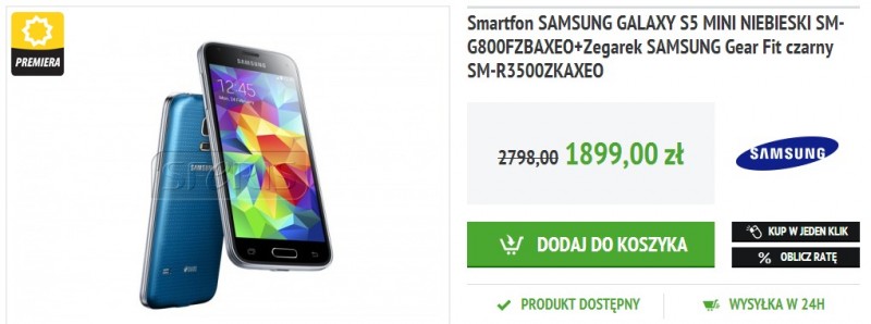 Samsung Galaxy S5 mini z Gear Fit w przedsprzedaży