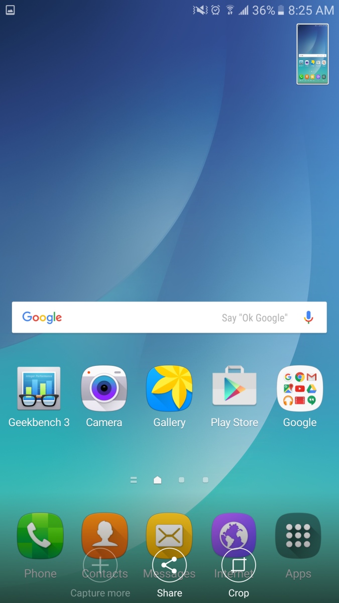 Galaxy Note 5 - Ekran główny (opcja zrzutu ekranu) / fot. XDA