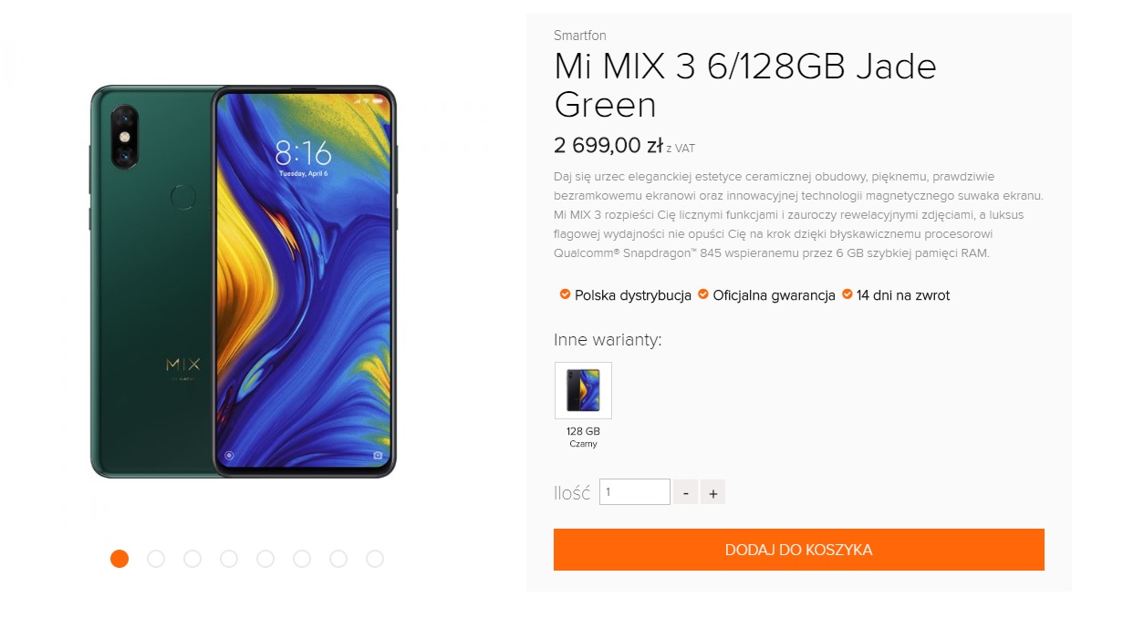Xiaomi Mi MIX 3 w oficjalnej dystrybucji