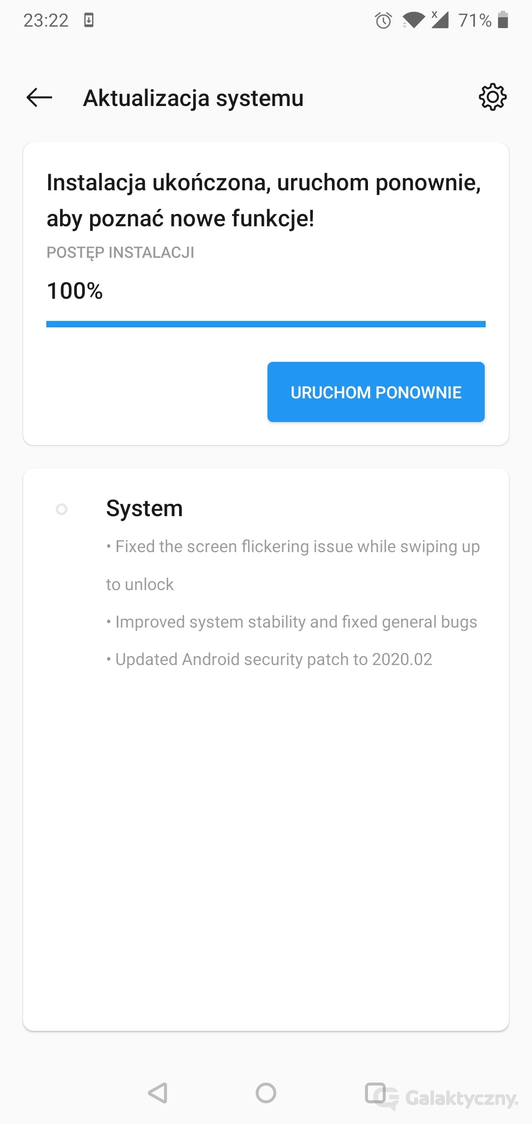 OnePlus 6 - aktualizacja z poprawkami 02.2020