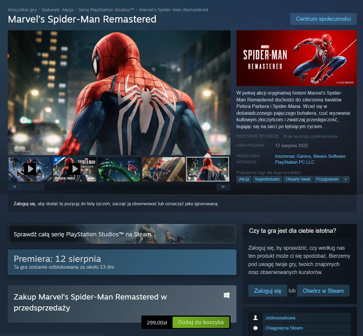 Spider-Man Remastered / fot. Steam