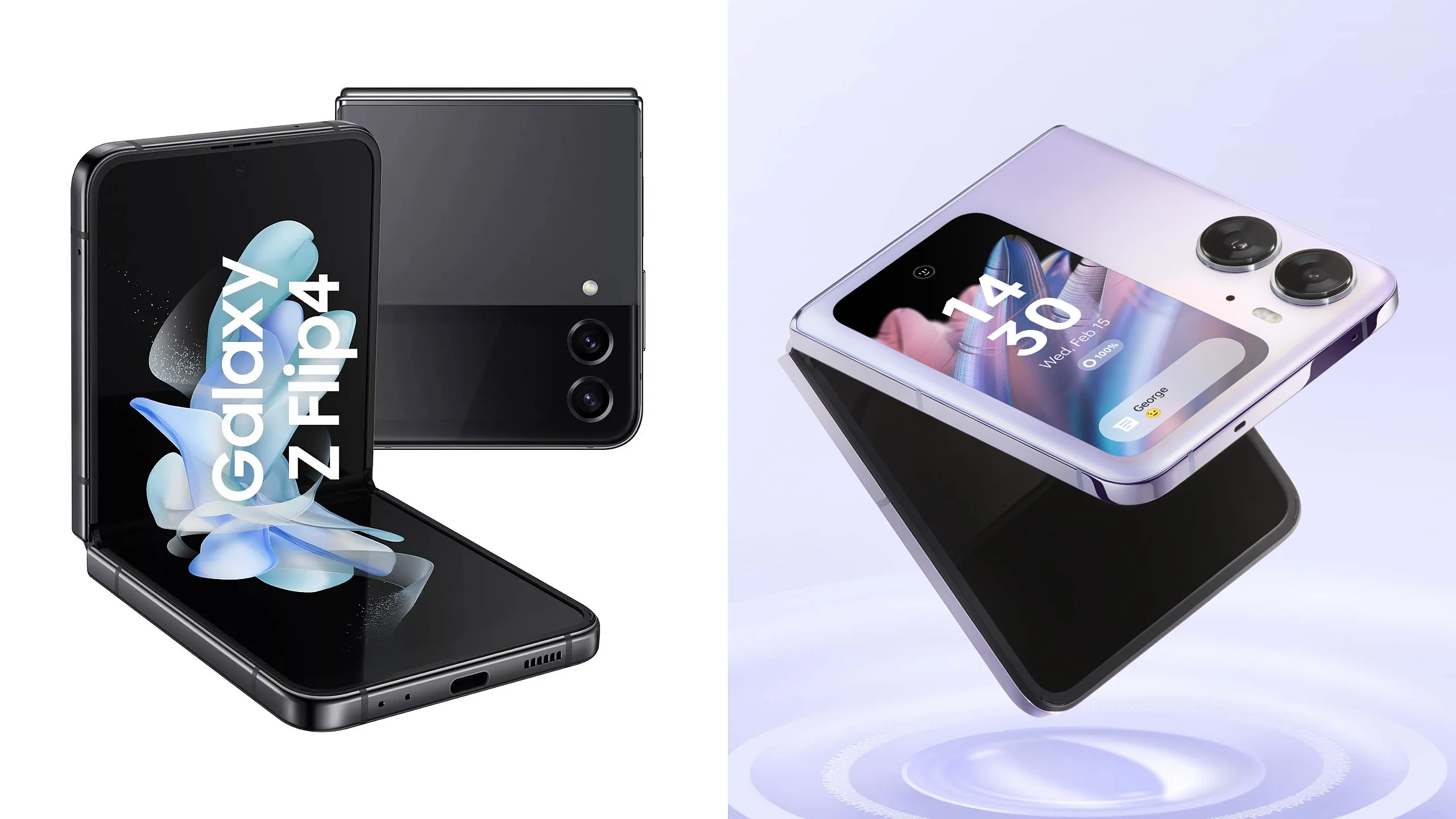 Samsung Galaxy Z Flip 4 (po lewej), Oppo Find N2 Flip (po prawej)